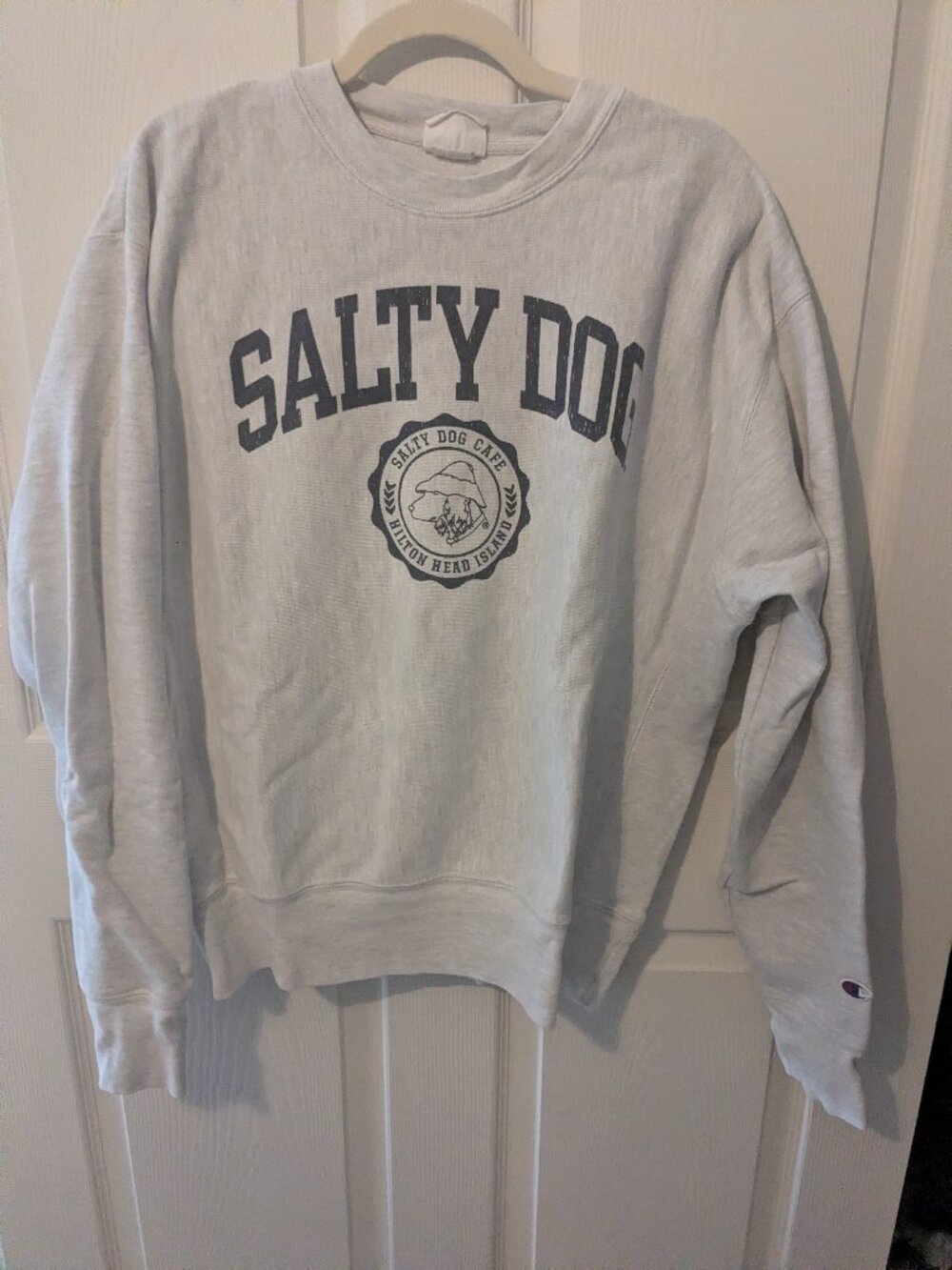 Champion Reverse Weave Salty Dog Cafe Hilton Head Crewneck Sweatshirt Gray Large